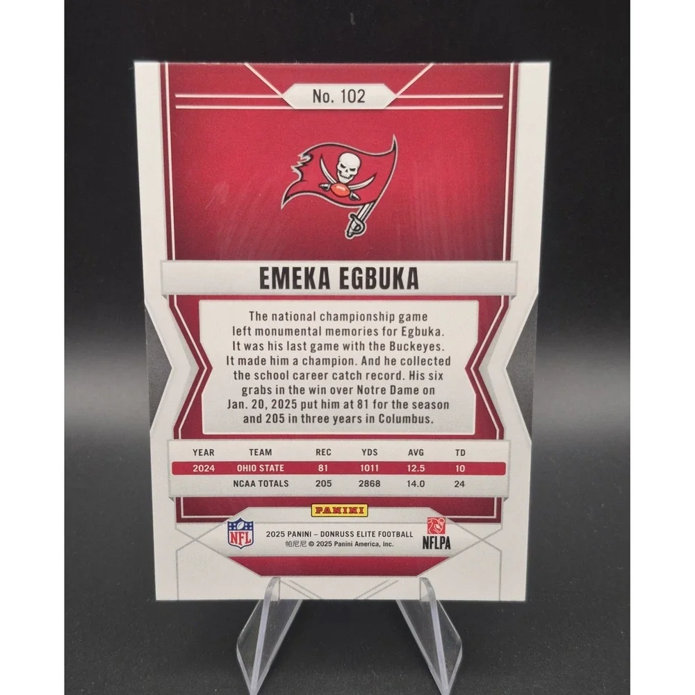 2025 Panini‎ Donruss Elite Emeka Egbuka #102 Rookies Pink Ink (RC) Buccaneers